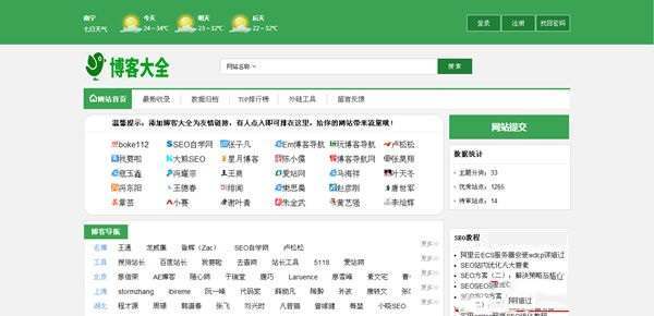 一套免费清新的PHP+MYSQL博客网址导航模板源码